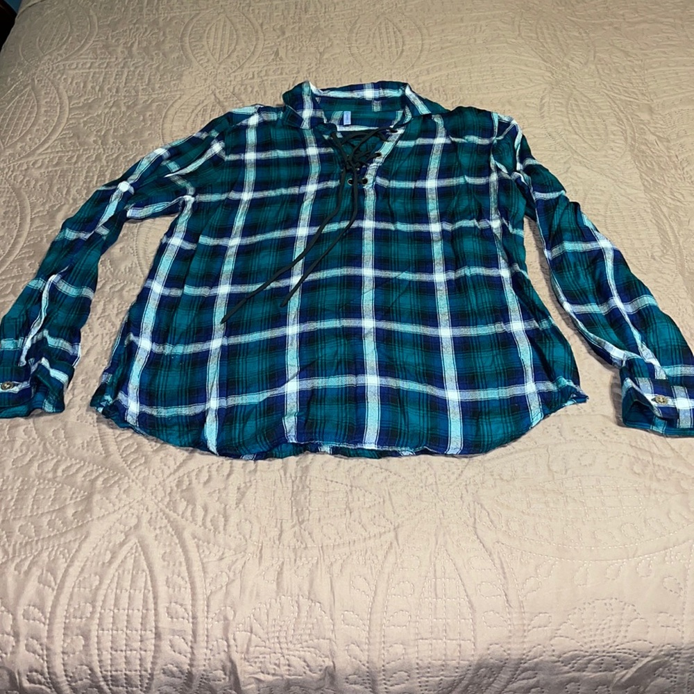 Tartan Plaid Long Sleeve Blouse